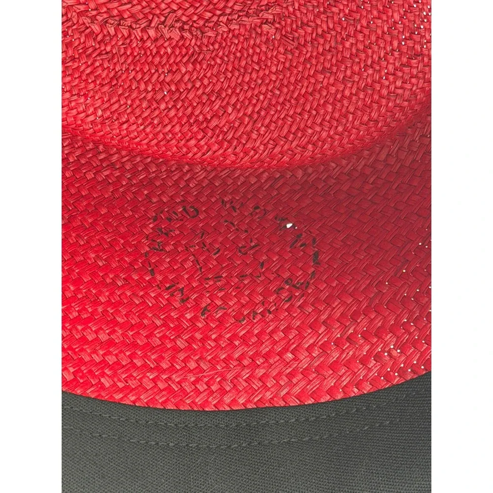 Fiesta Phoenix Arizona Red Straw Sun Hat Wide Brim Boater Made USA Large Vntage